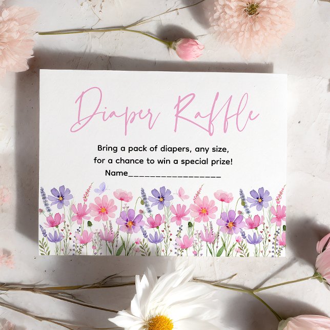 Rosa Lila Wildblumen Kinderduschmaschine Windeln R Begleitkarte (Von Creator hochgeladen)