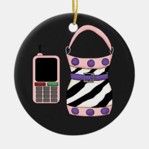 Rosa Lila Zebra Stripe Purpur und rosa Handy Keramikornament