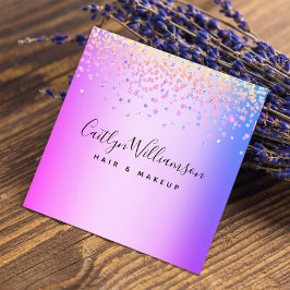 Rosa Lila, zeitgenössischer, schicker Haarstylisti Quadratische Visitenkarte