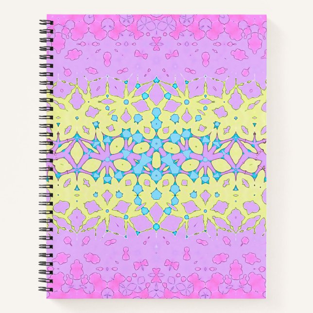 Rosa, Lilac, Gelb und Sky Blue Geometric Notizbuch (Vorderseite)