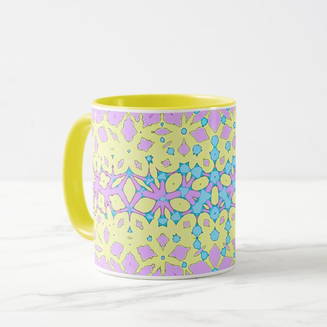 Rosa, Lilac, Gelb und Sky Blue Geometric Tasse (Vorderseite Links)