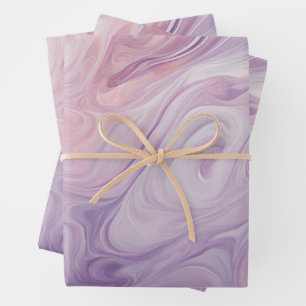 Rosa, Lilac, Lila Marmormuster Geschenkpapier Set