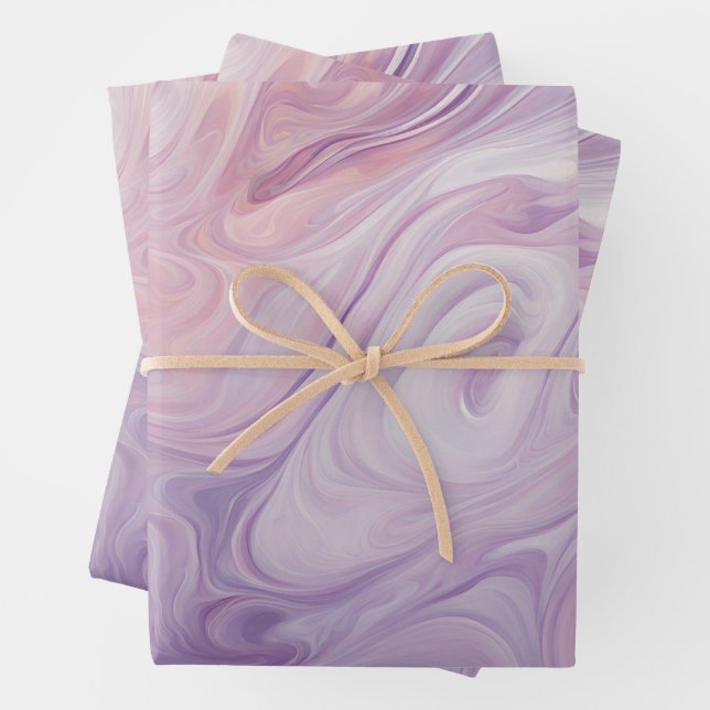 Rosa, Lilac, Lila Marmormuster Geschenkpapier Set (Beispiel)