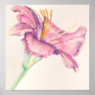 Rosa Lilie Acrylmalerei Poster
