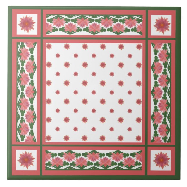 Rosa Lilie auf weißer Keramik Tile Fliese (Vorderseite)