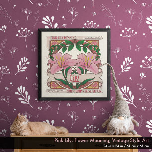 Rosa Lilie - Blumensymbolik im Vintage-Stil Poster