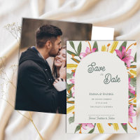 Rosa Lilie Gebogene Foto Hochzeit Save the Date