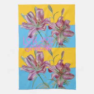 Rosa Lilie Lillies Kunst Oma Namensdekoration Geschirrtuch