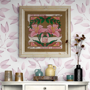 Rosa Lilie viktorianische Blumen Freundschaft Bewu Poster