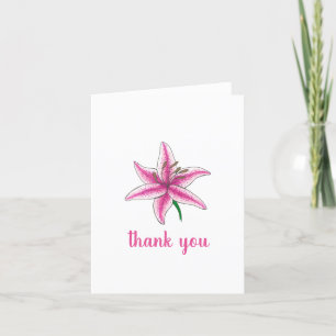 Rosa Lilien-Blumen-Braut-Babyparty-Blumengarten Dankeskarte