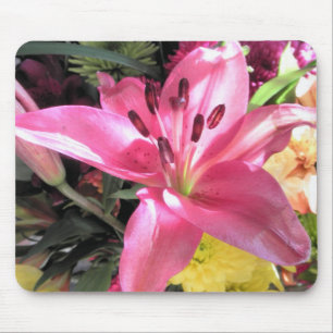 Rosa Lilien-Blumen-Lilien-Blumen-Foto Mousepad