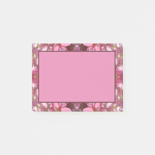 Rosa Lilien-Fusions-Kaleidoskop Post-it Klebezettel (Vorderseite)