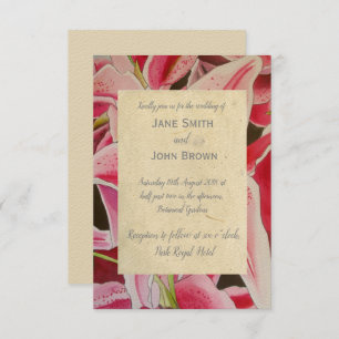 Rosa Lilien Hochzeit Aquarellkunst rustikal Einladung