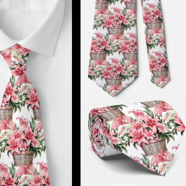 Rosa Lilien im Korb Krawatte