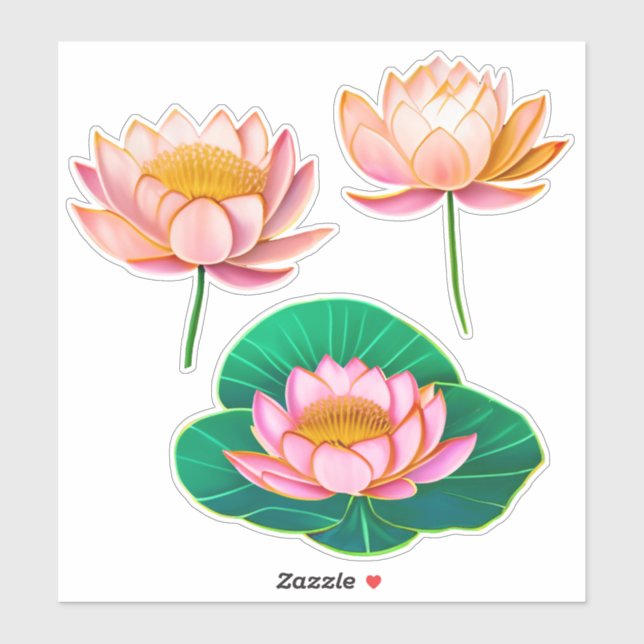 Rosa Lilien/Lotus Blume Aufkleber (Blatt)