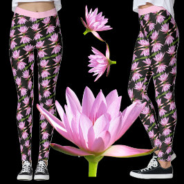Rosa Lilien mit schwarzen und grünen Blüten Leggings