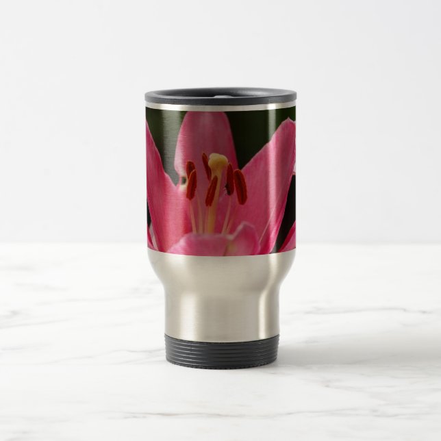 Rosa Lilien-Tasse Reisebecher (Mittel)