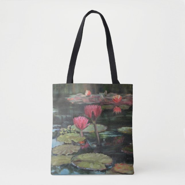 Rosa Lilien-Teich-Taschen-Tasche (Vorderseite)