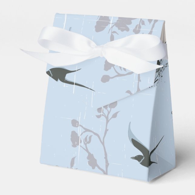 Rosa Lilien und Rose im asiatischen Stil auf Blue Geschenkschachtel (Vorderseite)