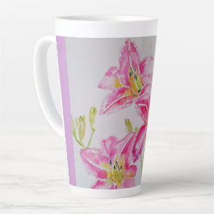 Rosa Lilienblüten-Blumen-Lilium-Wasserfarben-Kunst Milchtasse