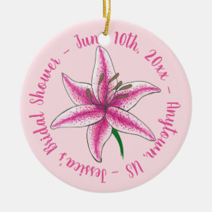 Rosa Lilienblüten Hochzeit Braut Dusche Keramik Ornament