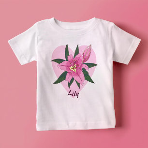 Rosa Lilienherz  Baby T-shirt