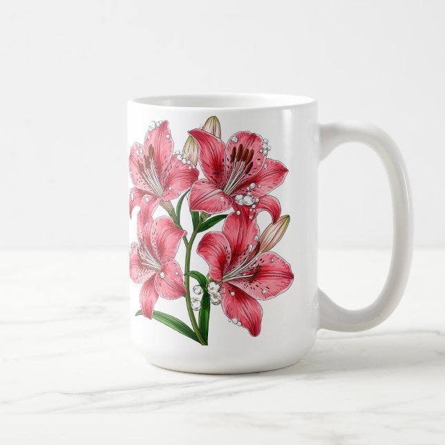 Rosa Lilienstrauß Kaffeetasse (Rechts)