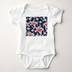 Rosa Lilly Blume Nahtloses Muster. Baby Strampler