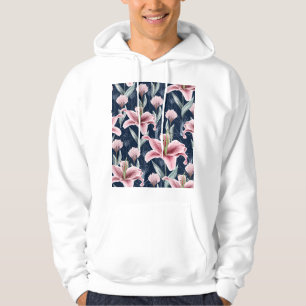 Rosa Lilly Blume Nahtloses Muster. Hoodie