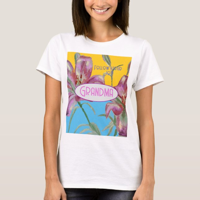 Rosa Lily Lilien Art Oma Name Dekoration T-Shirt (Vorderseite)
