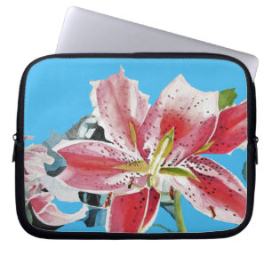 Rosa Lily Lilien Blütenblau Deine Freude Laptopschutzhülle