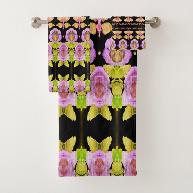 Rosa Limette grün und schwarz Badhandtuch Set (Insitu)