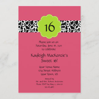 Rosa Limon Schwarzer Sweet 16 Einladung