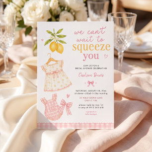 Rosa Limonade Gingham-Wasserfarbe Baby Mädchen Einladung