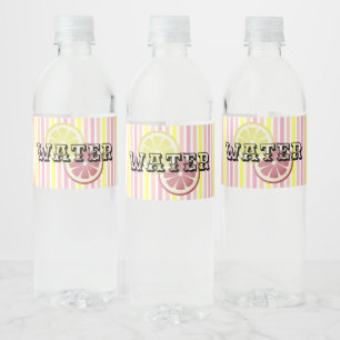 Rosa Limonade Vintage Streifen Geburtstag Sommer P Wasserflaschenetikett