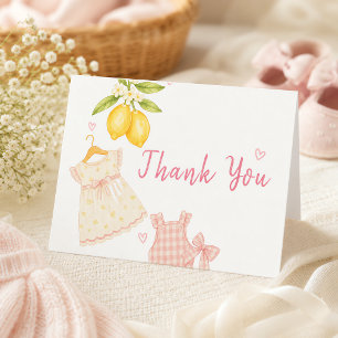 Rosa Limonade Whimsical Watercolor Baby Mädchen Dankeskarte