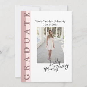 Rosa lineare Fotogratulationskarte  Einladung