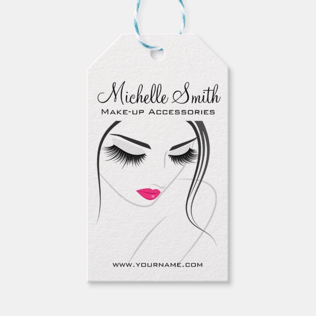 Rosa Lippen Begegnen lange Striche Lash Extensions Geschenkanhänger (Vorderseite)