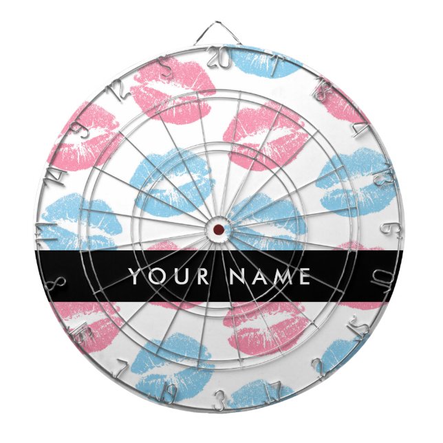 Rosa Lippen, blaue Lippen, Kuss, Ihr Name, persona Dartscheibe (vorne)