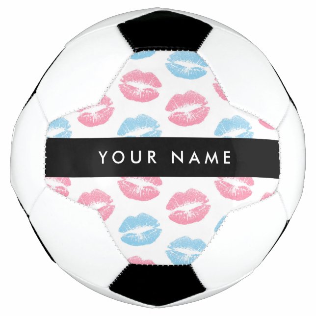 Rosa Lippen, blaue Lippen, Kuss, Ihr Name, persona Fußball (Vorderseite)