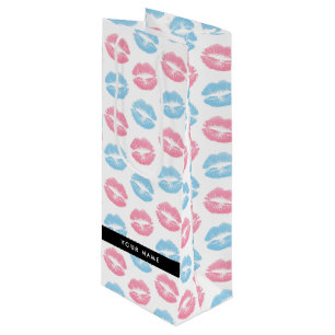 Rosa Lippen, blaue Lippen, Kuss, Ihr Name, persona Geschenktüte Für Weinflaschen