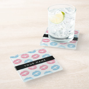 Rosa Lippen, blaue Lippen, Kuss, Ihr Name, persona Glasuntersetzer
