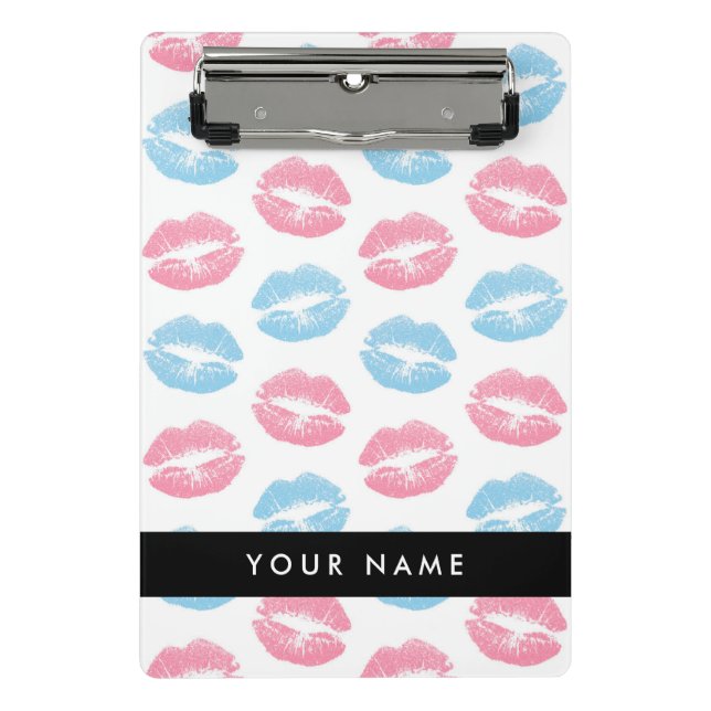 Rosa Lippen, blaue Lippen, Kuss, Ihr Name, persona Mini Klemmbrett (Vorderseite)