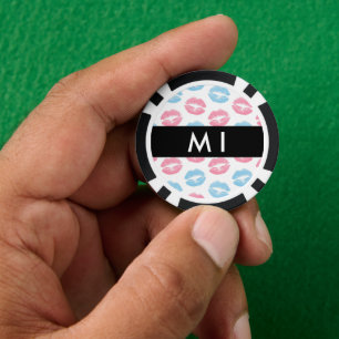 Rosa Lippen, blaue Lippen, Kuss, Ihr Name, persona Pokerchips