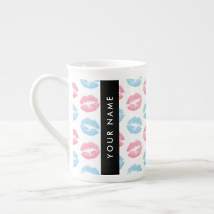 Rosa Lippen, blaue Lippen, Kuss, Ihr Name, persona Prozellantasse
