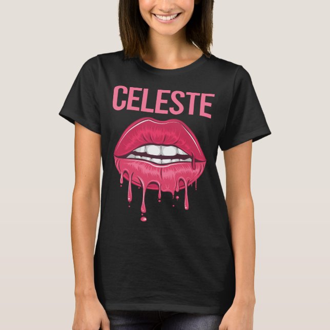 Rosa Lippen - Celeste Name T-Shirt (Vorderseite)