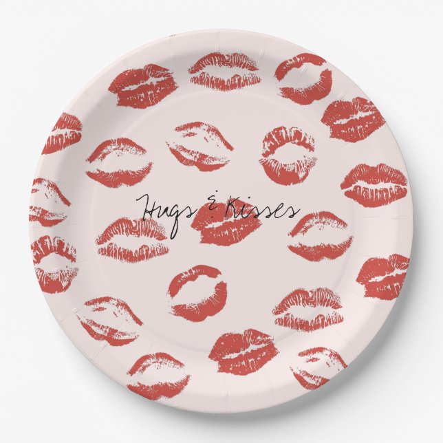 Rosa Lippen Kiss Pappteller (Vorderseite)