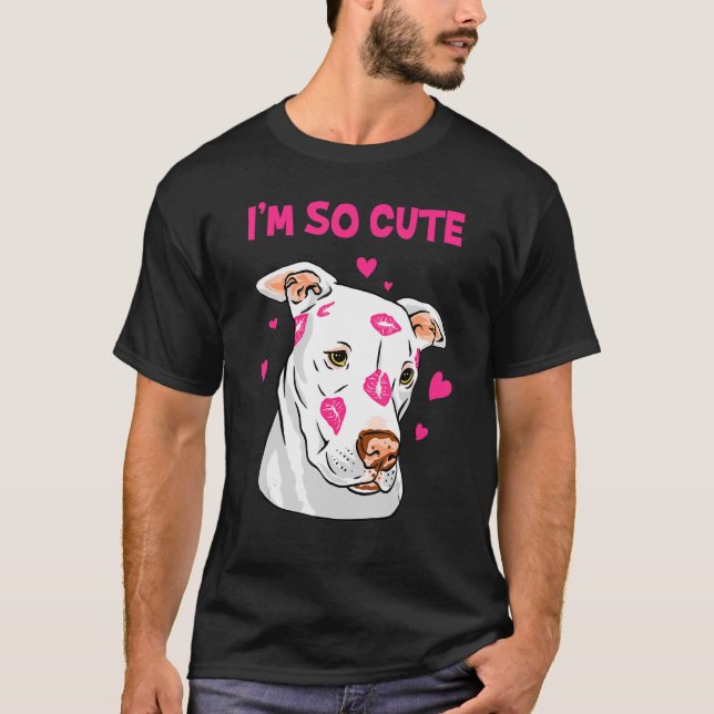 Rosa Lippen Kiss Sweet American Pitbull T-Shirt (Vorderseite)