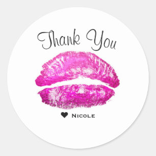 Rosa Lippen Kuss Make-up Schönheit Glam Chic Custo Runder Aufkleber