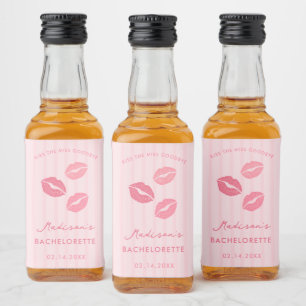 Rosa Lippen küssen die Miss auf Wiedersehen Jungge Alkoholflaschenetikett
